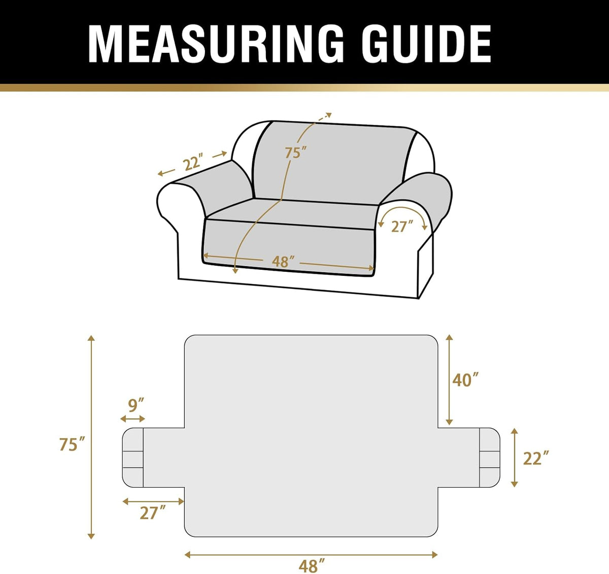 PrinceDeco Love Seat Couch Covers for Dogs Quilted Loveseat Cover Furniture Protector Non-Slip Rubber Backing Water Resistant for 2 Cushion Couch Seat Width to 48"(Loveseat, Brown)