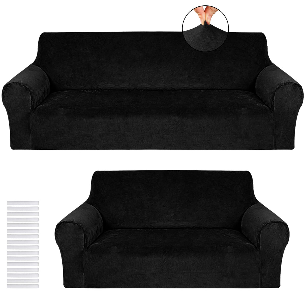 Peryiter 2 Pcs Couch and Loveseat Sofa Covers,Navy Blue,Milk Silk