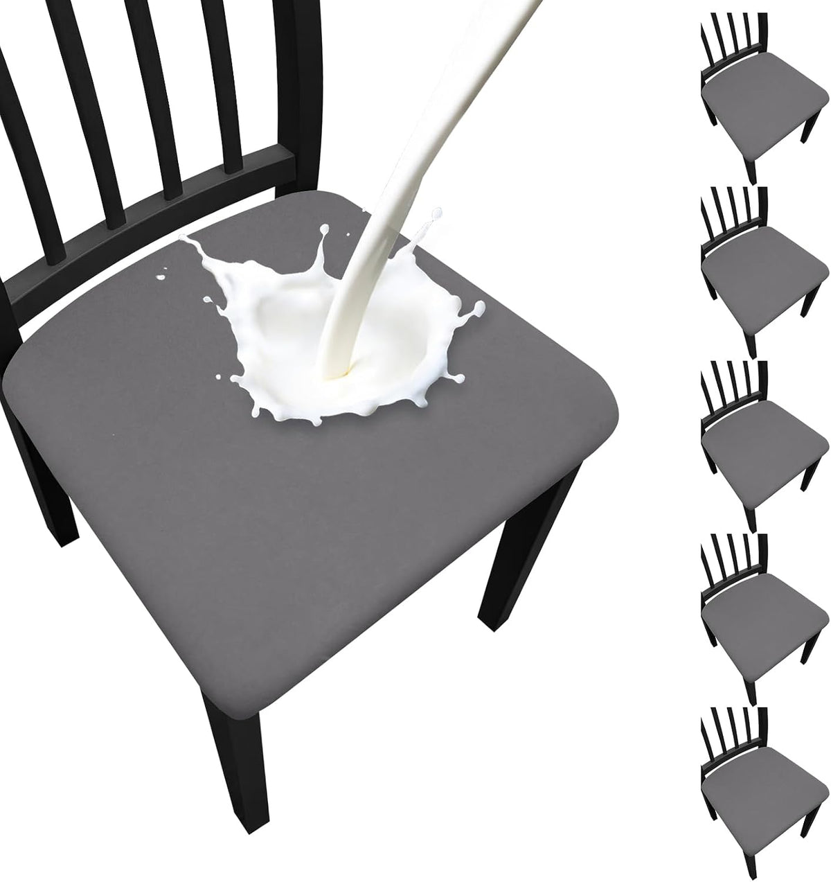 Waterproof Dining Chair Seat Covers Set of 6, Stretch Removable Dining Room Seat Covers for Dining Chairs, Kitchen, Hotel, Party