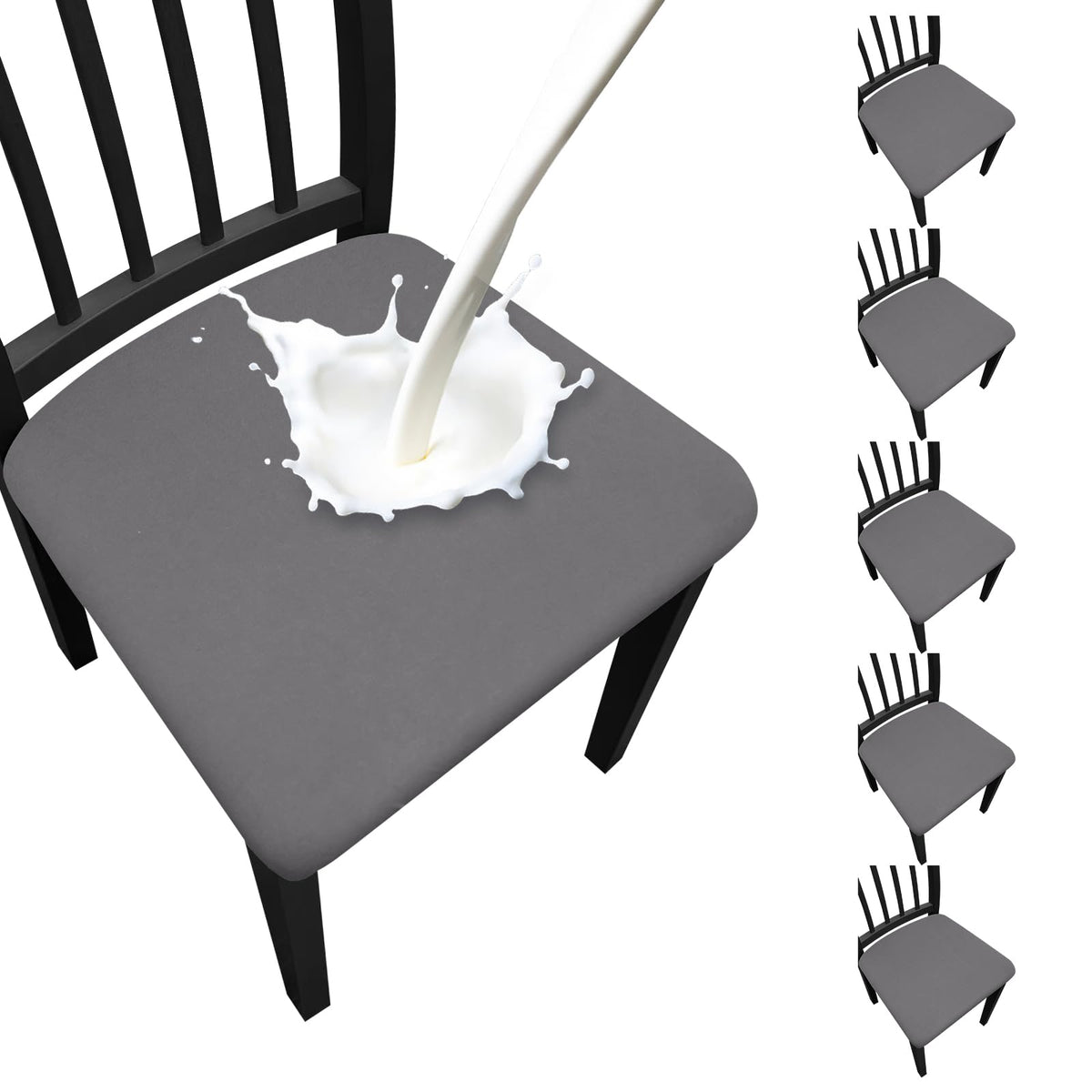 Waterproof Dining Chair Seat Covers Set of 6, Stretch Removable Dining Room Seat Covers for Dining Chairs, Kitchen, Hotel, Party