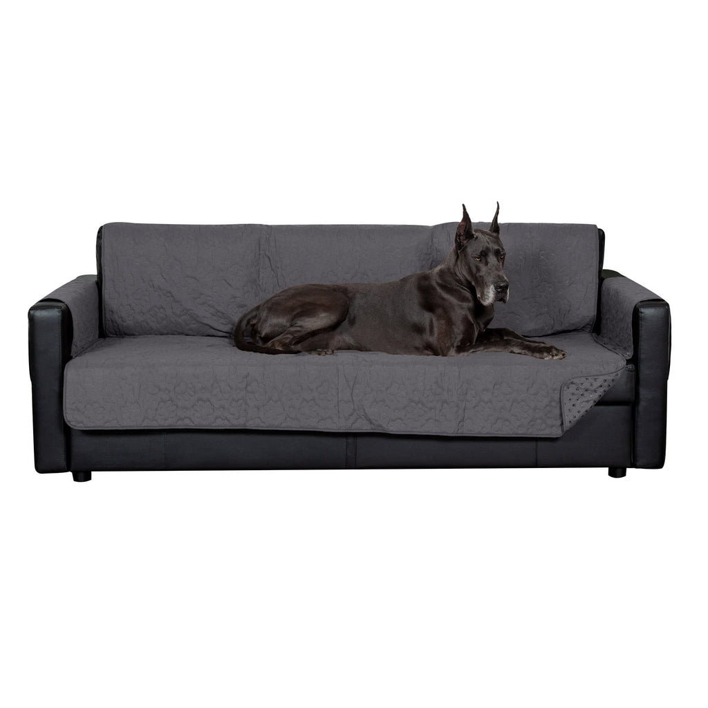 Furhaven Waterproof & Non-Slip Loveseat Cover Protector for Dogs, Cats, & Children - Quilted Paw Print Living Room Furniture Cover - Espresso, Loveseat