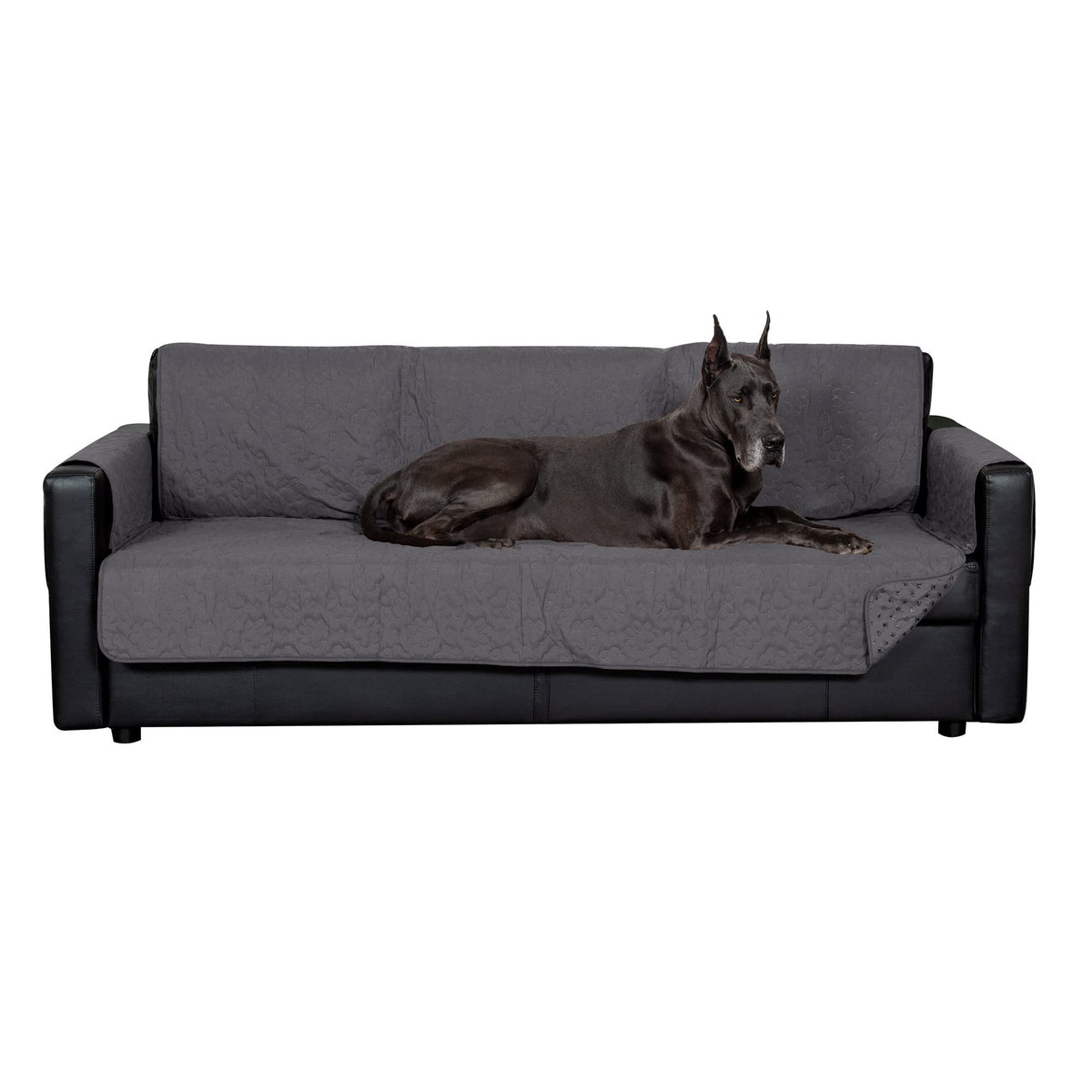 Furhaven Waterproof & Non-Slip Loveseat Cover Protector for Dogs, Cats, & Children - Quilted Paw Print Living Room Furniture Cover - Espresso, Loveseat