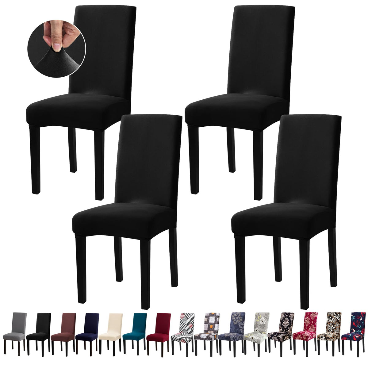 Chair Covers, Stretch Dining Room Chair Covers Set of 6, Removable Washable Dining Chair Slipcovers for Home, Hotel, Banquet