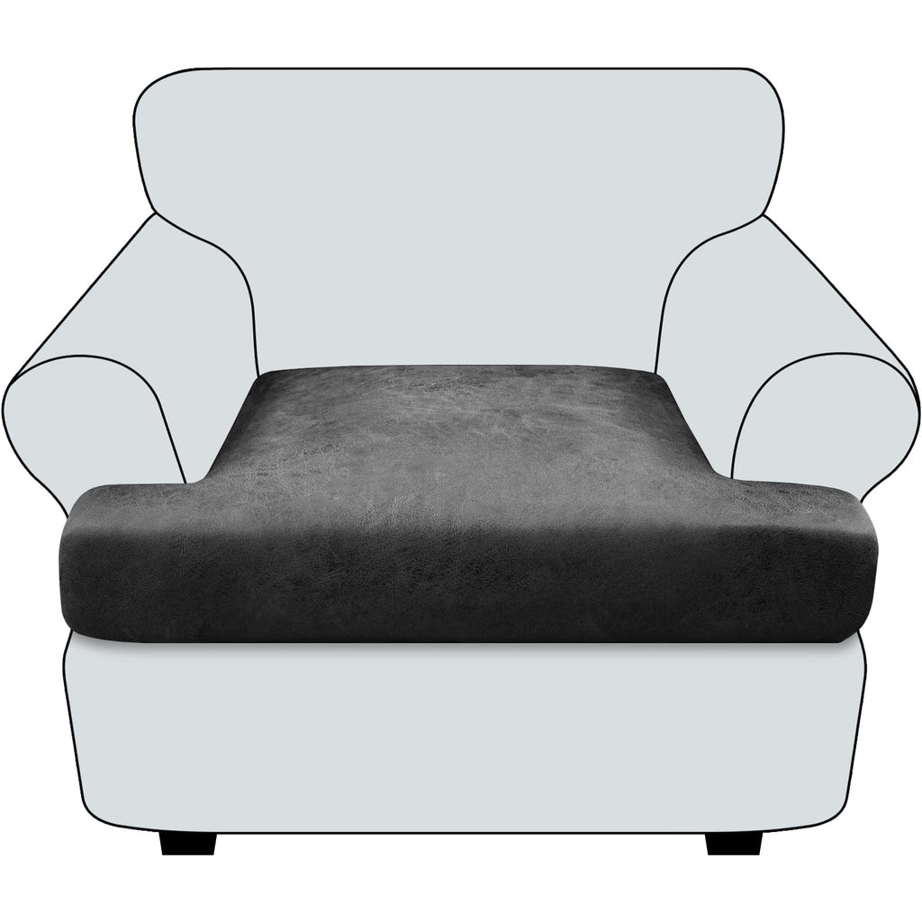 Loveseat Cushion Covers Leather-Look 2PC Stretch Love Seat Slipcover Sets for Living Room Individual Couch Seat Protector, Pet-Friendly, Non-Slip, Easy Fit - Coffee
