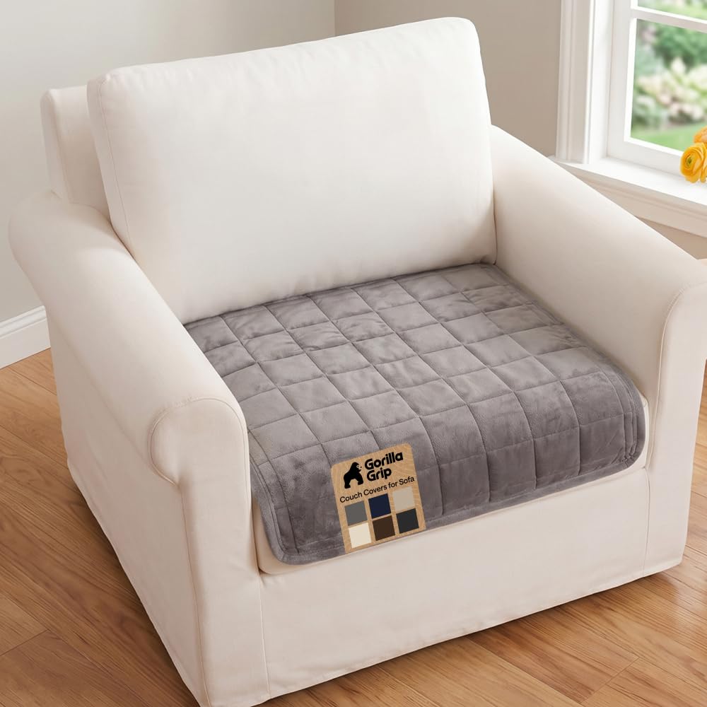 GORILLA GRIP Slip and Leak Resistant Plush Loveseat Cover, Brown