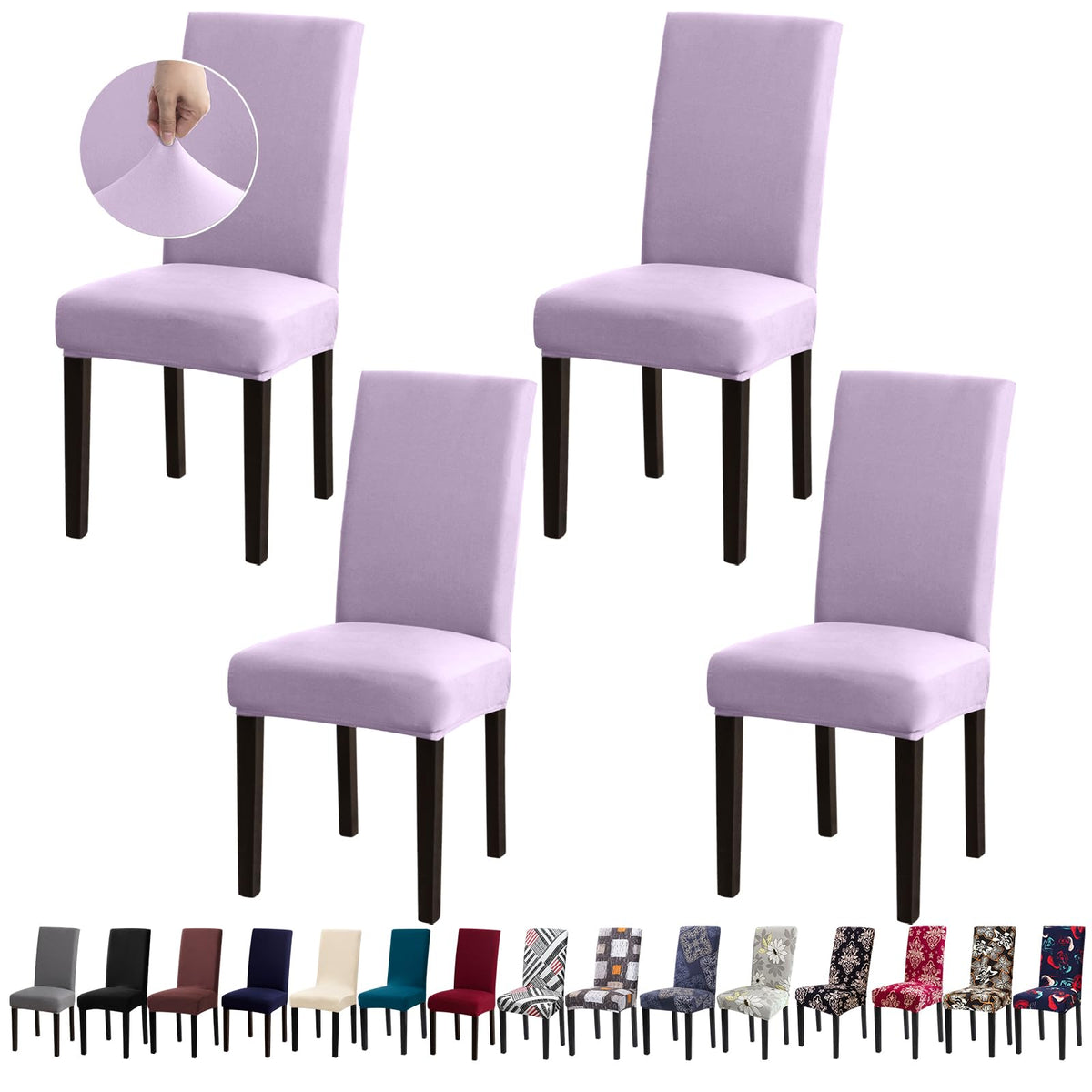Chair Covers, Stretch Dining Room Chair Covers Set of 6, Removable Washable Dining Chair Slipcovers for Home, Hotel, Banquet