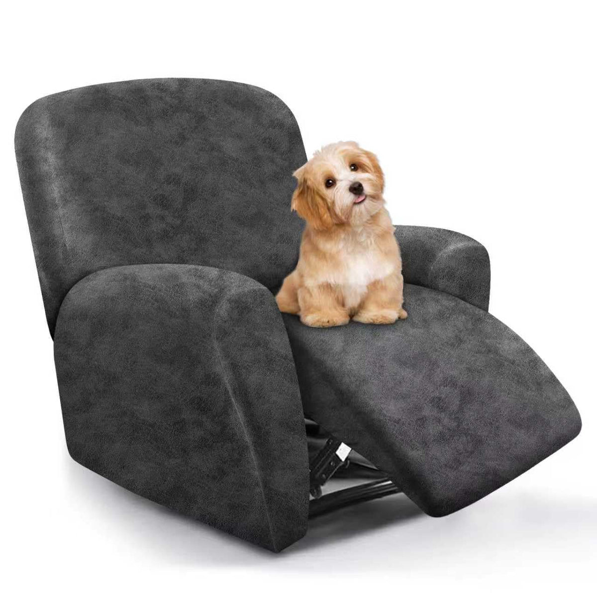 molasofa Leather Like Additional Recliner Console Cover for Reclining Loveseat Covers Stretch Jacquard Middle Consolefor Recliner Couch(Dark Brown)