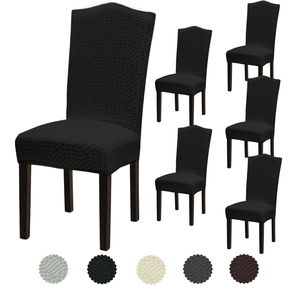 Stretch Dining Room Chair Covers Set of 6, Removable Washable Chair Covers for Dining Chairs,Dining Room, Hotel, Ceremony