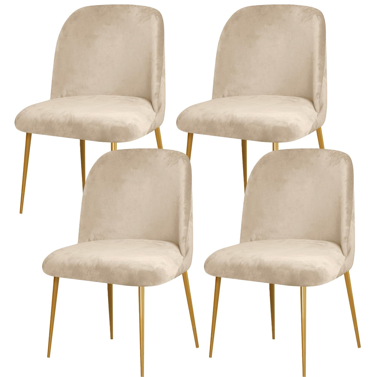 Gollense Curved Back Chair Covers for Dining Room, Mid Century Modern Chair Slipcovers, Semi Circle Back Chair Seat Protector for Kitchen Living Room (4, Beige)