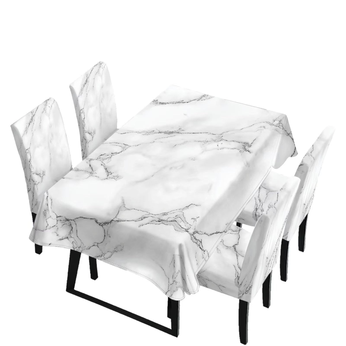 Table Cloth Rectangle Table Set of 5 Include Dining Chair Covers and Tablecloths for Dining Room Banquet, Anti-Scratch Chair Seat Protector Cover, Hummingbird Sunflower Tribe Print