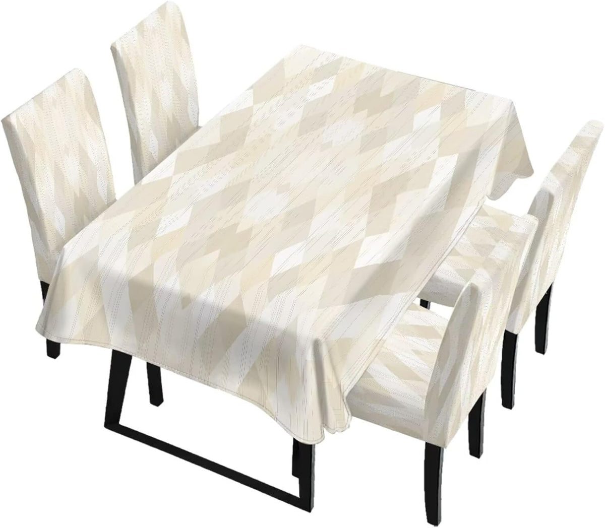 Polynesia Dining Room Chair Cover with Tablecloths 5 Pack, Scratch-Resistant Washable Parsons Chair Slipcovers Removable Table Cloth for Kitchen, Plumeria Floral Monstera Leaf Print Blue