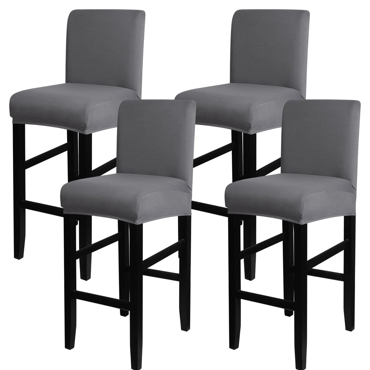 SearchI Bar Stool Covers Set of 4, Stretch Washable Barstool Seat Covers, Counter Height Chair Covers for Kitchen Dining Room Cafe (Beige Linen-Look Print)