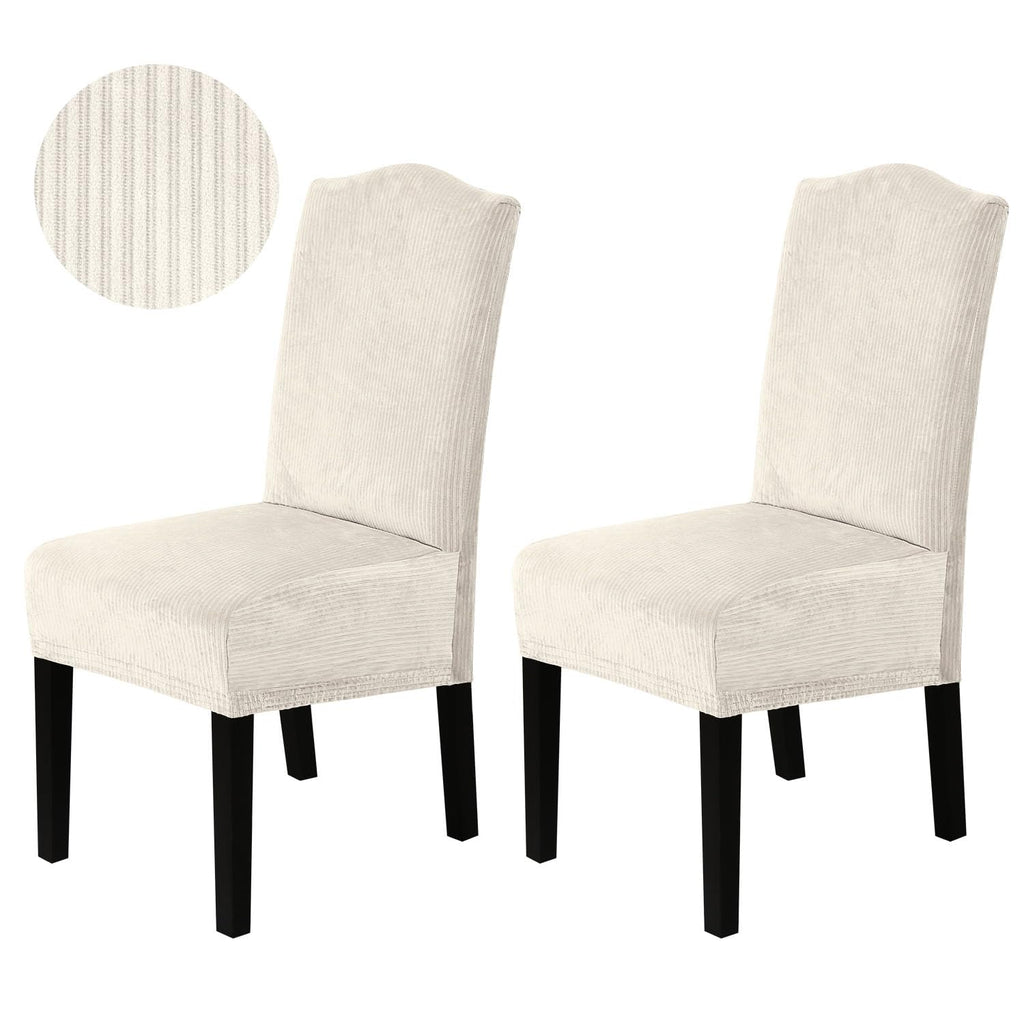 H.VERSAILTEX Dining Chair Covers Velvet Stretch Chair Covers for Dining Room Set of 6 Parson Chair Slipcovers Chair Protectors Covers, Soft Thick Solid Velvet Fabric Washable, Ivory