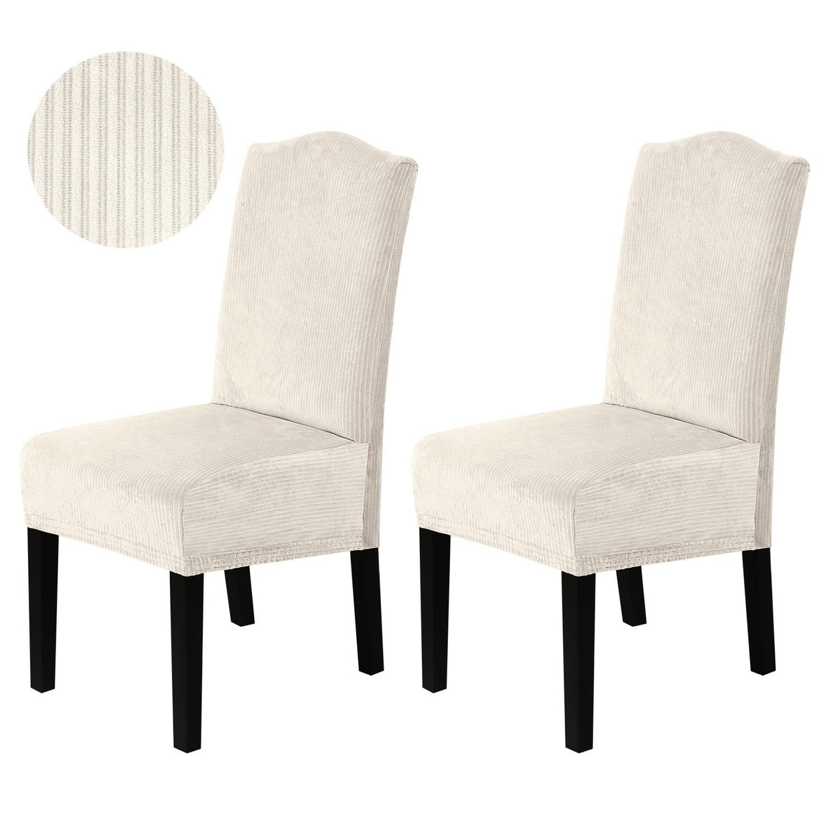 H.VERSAILTEX Dining Chair Covers Velvet Stretch Chair Covers for Dining Room Set of 6 Parson Chair Slipcovers Chair Protectors Covers, Soft Thick Solid Velvet Fabric Washable, Ivory