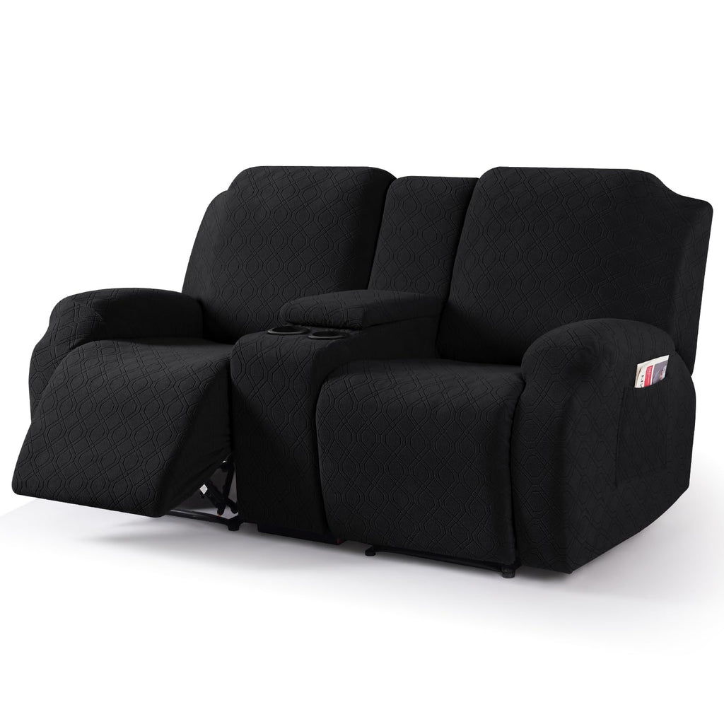 VANSOFY Stretch Recliner Loveseat Cover with Middle Console, Chocolate