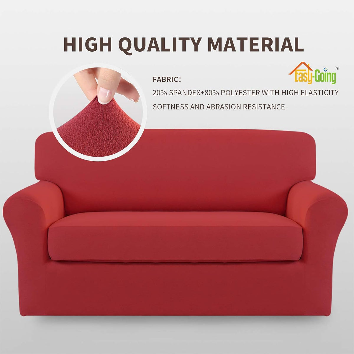 Easy-Going 2 Pieces Stretch Loveseat Couch Sofa Slipcover Washable
