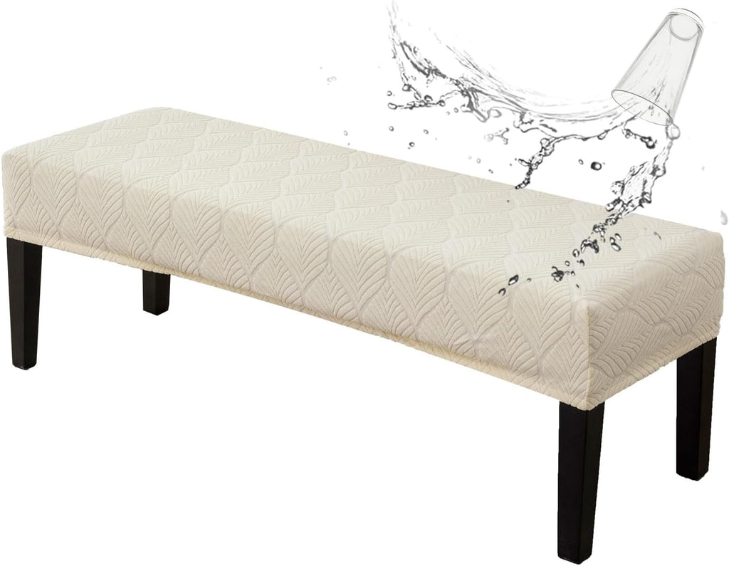 Genina Waterproof Dining Room Bench Covers,Stretch Bench Cover,Beige