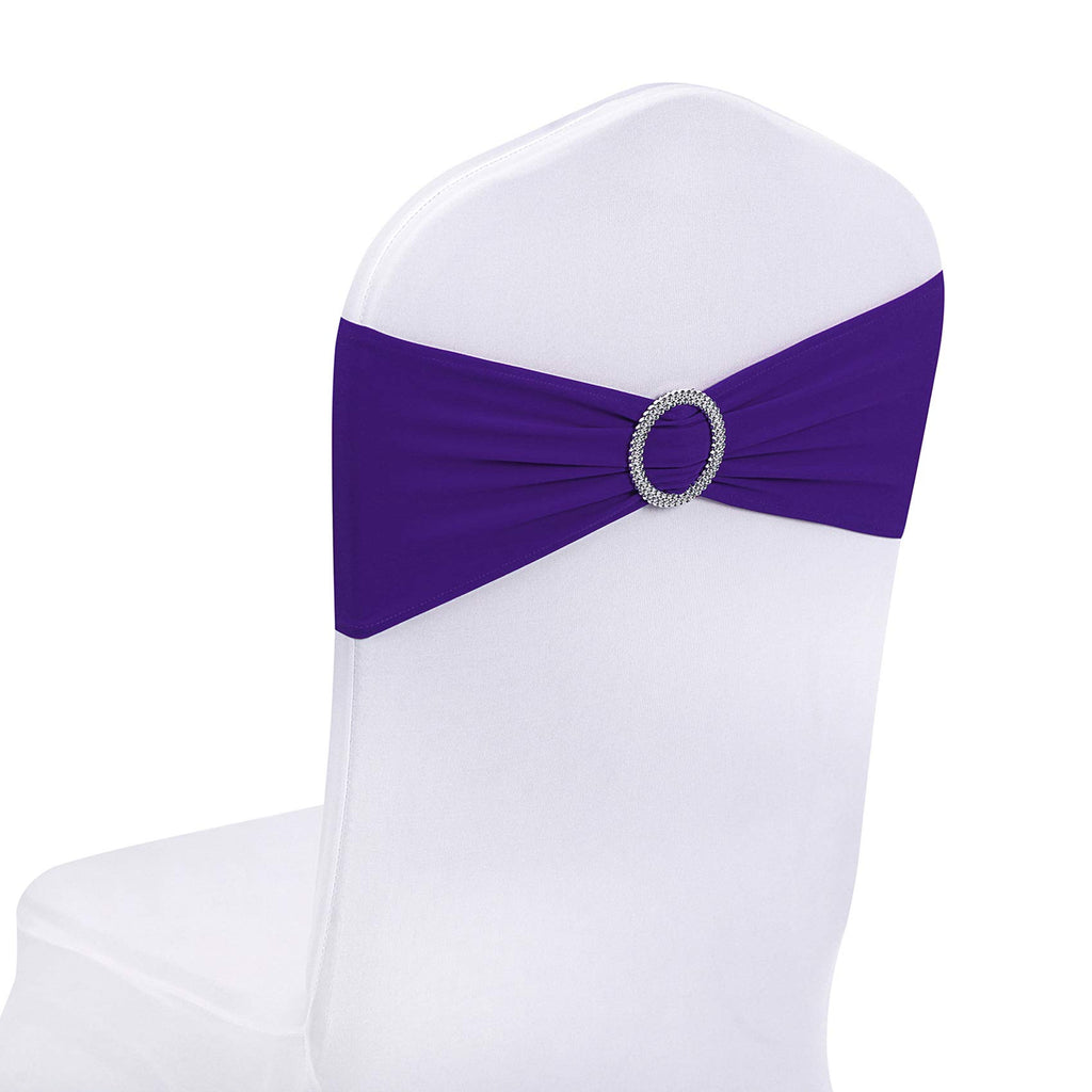 Peomeise 50pcs Fuchsia Spandex Chair Sashes with Buckle Slider for Wedding, Party Decoration