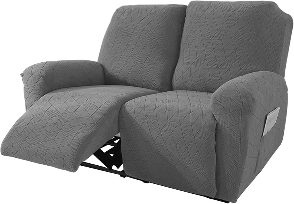 NORTHERN BROTHERS Loveseat Cover - Jacquard Reclining Cover for 2 Seater, Pet Friendly, Light Grey