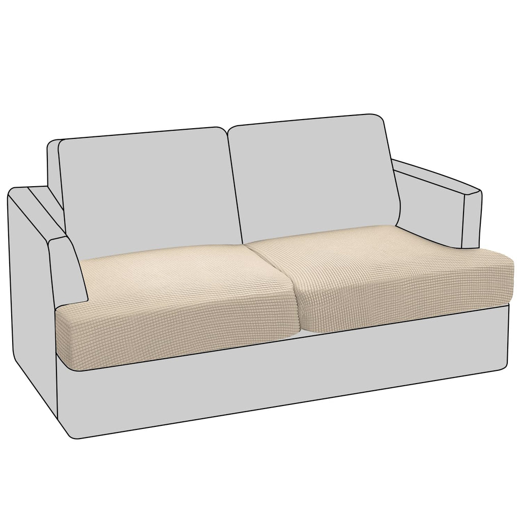 PrinceDeco T Cushion Loveseat Slipcover - 3 Pieces Sofa Cover for 2 Cushion Couch with 2 Individual T Shape Seat Covers Width Up to 76 Inch - Stretch, Machine Washable, Porcelain