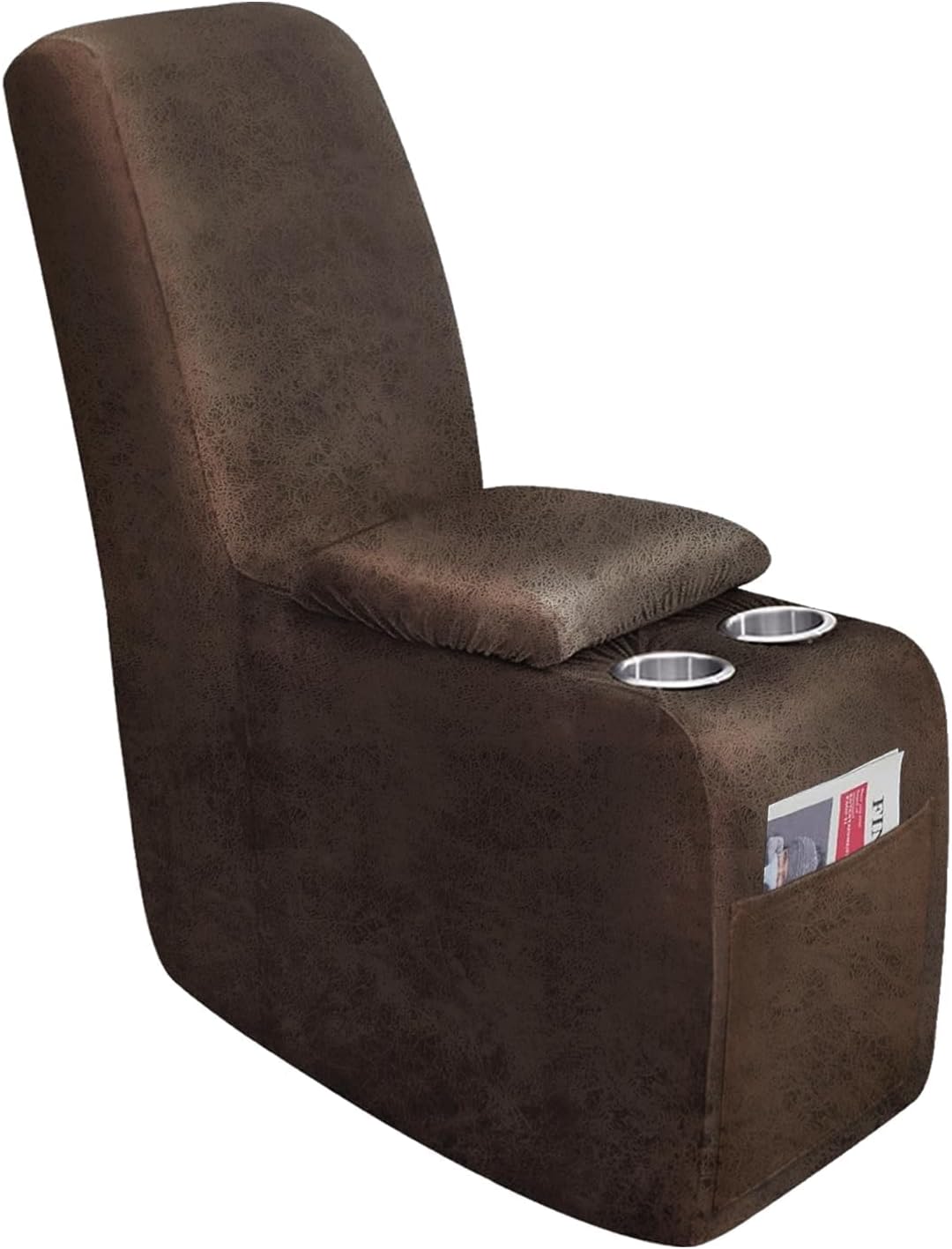 molasofa Leather Like Additional Recliner Console Cover for Reclining Loveseat Covers Stretch Jacquard Middle Consolefor Recliner Couch(Dark Brown)