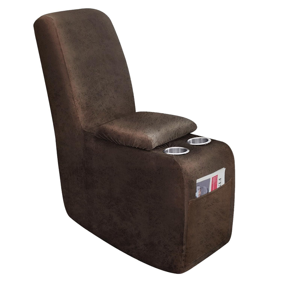 molasofa Leather Like Additional Recliner Console Cover for Reclining Loveseat Covers Stretch Jacquard Middle Consolefor Recliner Couch(Dark Brown)