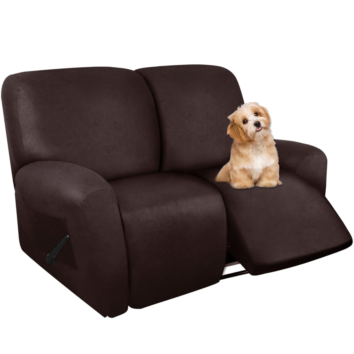 molasofa Leather Like Additional Recliner Console Cover for Reclining Loveseat Covers Stretch Jacquard Middle Consolefor Recliner Couch(Dark Brown)