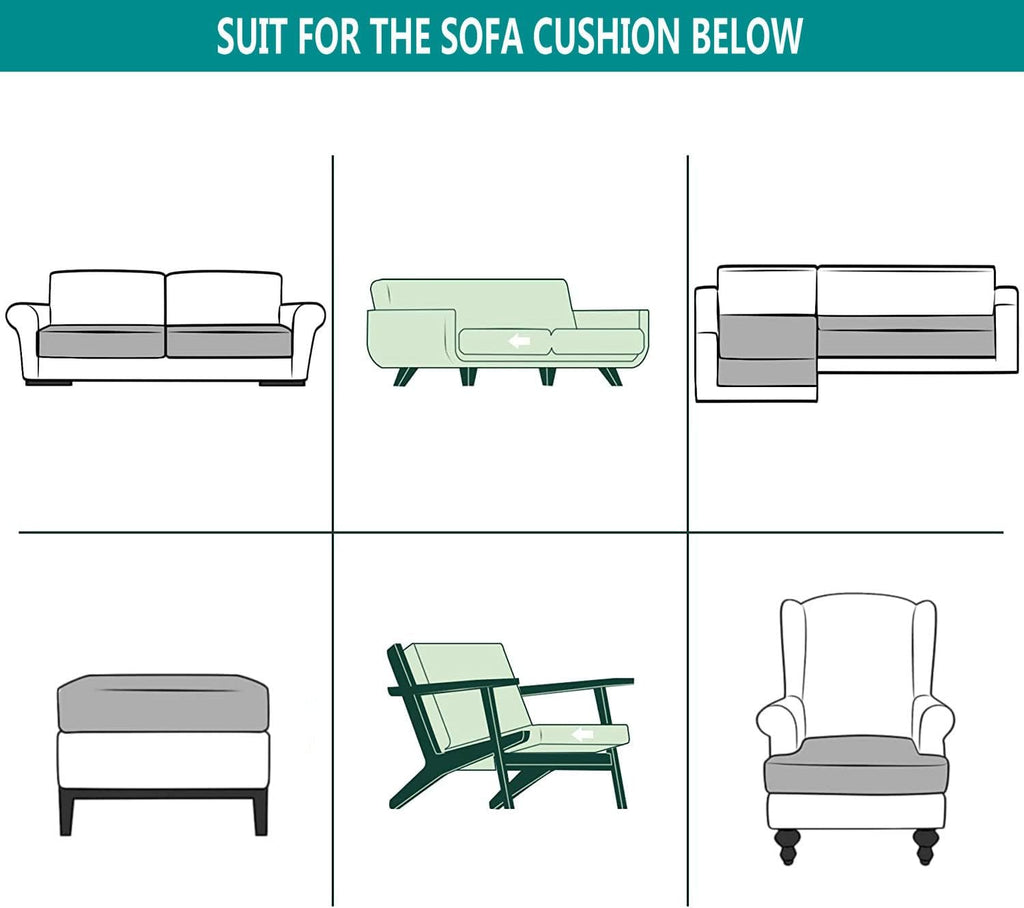 HOOBUY Waterproof Couch Cushion Cover 2Pieces Stretch Sofa Slipcovers Furniture Protector with Elastic Suitable for Loveseat,2 Seater Sofa (2, Grey)