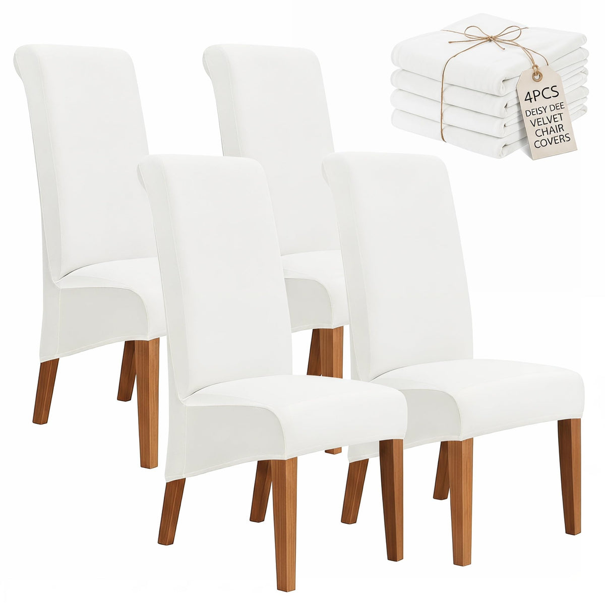 Velvet Dining Chair Covers Set of 2, Extra Large XL Oversized Stretch Parsons Chair Slipcovers for High Back Dining Room Kitchen, Non-Slip Removable Washable Chair Protectors,Khaki
