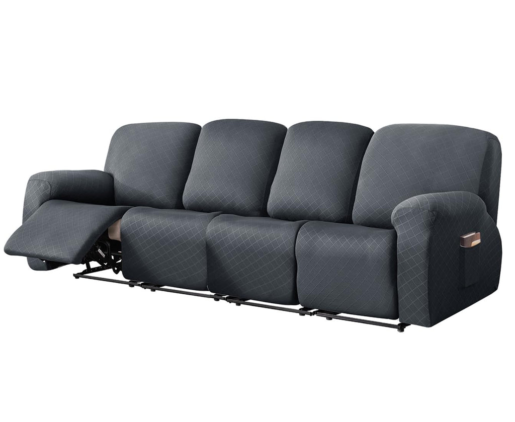 vctops Diamond Recliner Loveseat Slipcover 6-Pieces Stretch Dual Recliner Sofa Covers for 2 Seat Dual Reclining Loveseat Couch Soft Solid Furniture Protector (Dark Coffee,2 Seat)