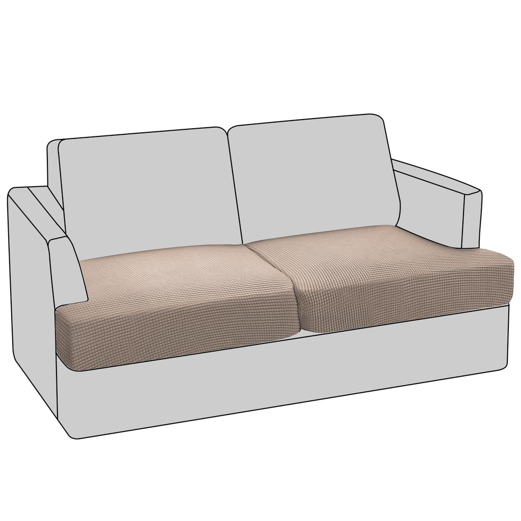 PrinceDeco T Cushion Loveseat Slipcover - 3 Pieces Sofa Cover for 2 Cushion Couch with 2 Individual T Shape Seat Covers Width Up to 76 Inch - Stretch, Machine Washable, Porcelain