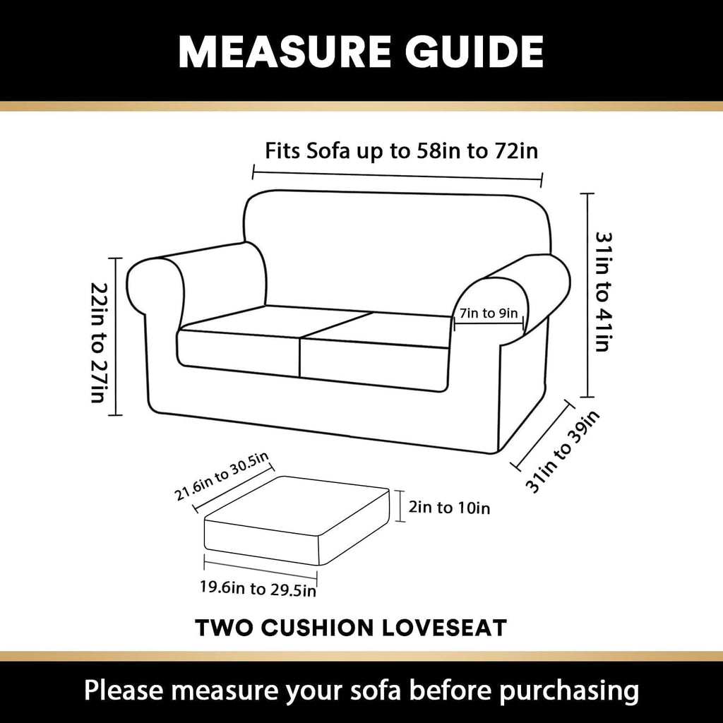 PrinceDeco Velvet Couch Cover Loveseat Covers for 2 Cushion Couch 3 Piece Sofa Covers for Dogs Washable Loveseat Covers Width Up to 72 Inch No Slip Stretch Sofa Slipcover(Medium, Porcelain)