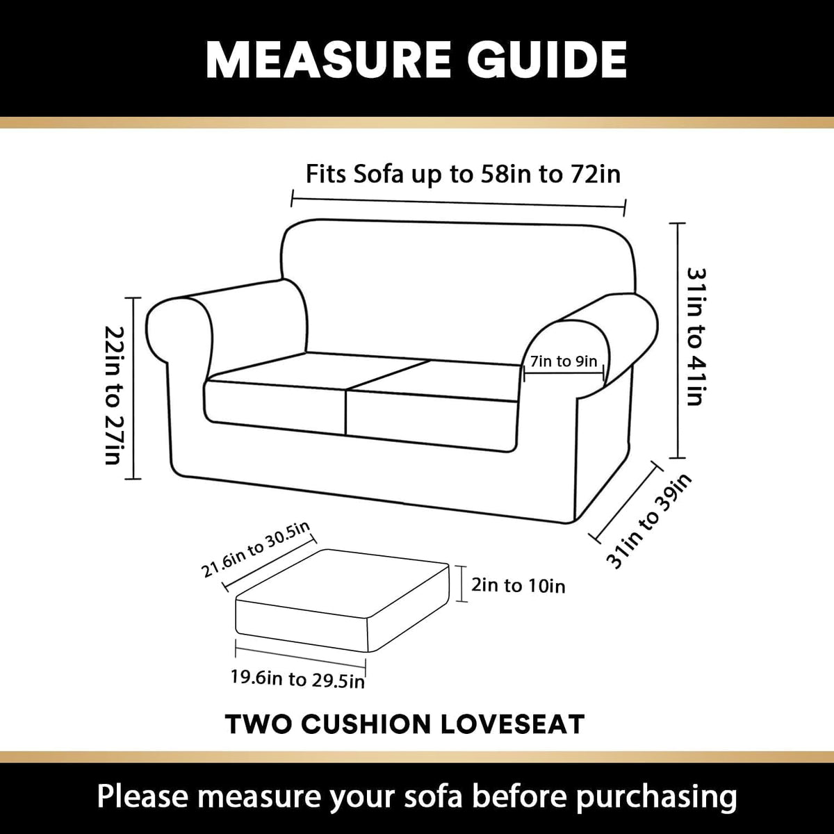 PrinceDeco Velvet Couch Cover Loveseat Covers for 2 Cushion Couch 3 Piece Sofa Covers for Dogs Washable Loveseat Covers Width Up to 72 Inch No Slip Stretch Sofa Slipcover(Medium, Porcelain)