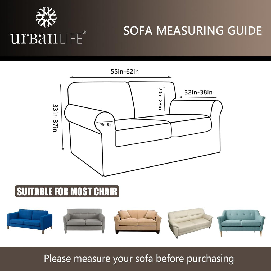 URBANLIFE 1-Piece Stretch Sofa Covers for 2 Cushion Couch, Chocolate