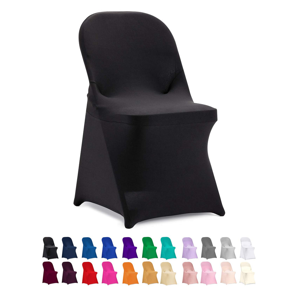 Peomeise Stretch Spandex Folding Chair Cover for Wedding Party Dining Banquet Event (White,12pcs)