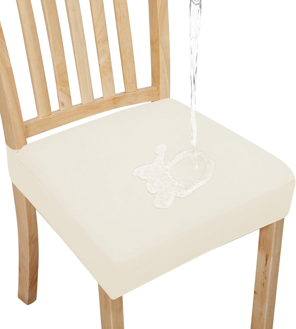 Easy-Going Waterproof Seat Covers for Dining Chairs Set of 4, Ivory