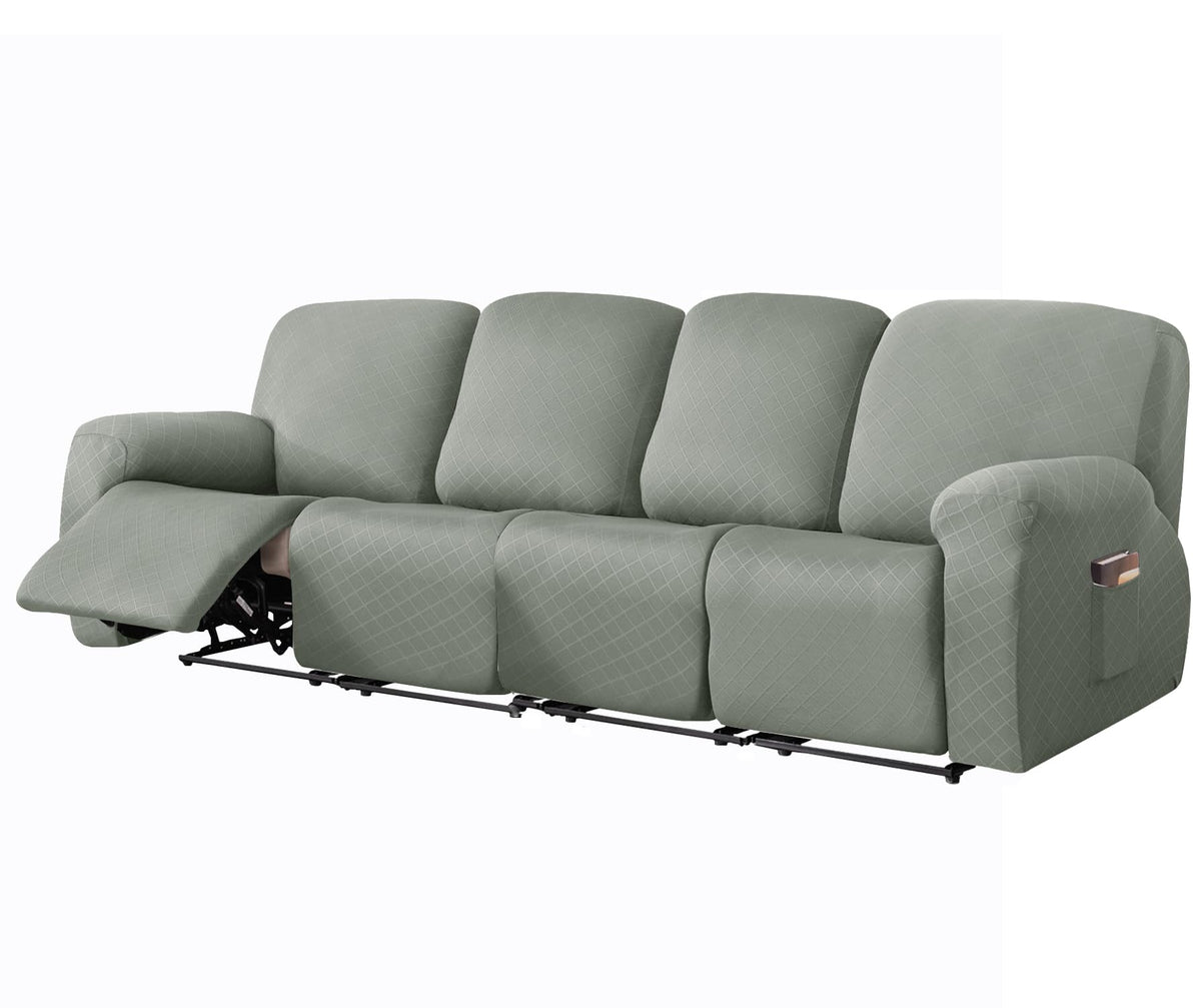vctops Diamond Recliner Loveseat Slipcover 6-Pieces Stretch Dual Recliner Sofa Covers for 2 Seat Dual Reclining Loveseat Couch Soft Solid Furniture Protector (Dark Coffee,2 Seat)