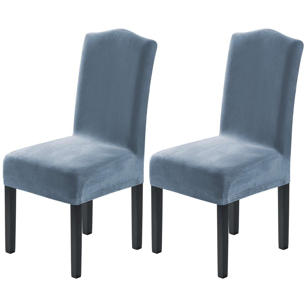 H.VERSAILTEX Dining Chair Covers Velvet Stretch Chair Covers for Dining Room Set of 6 Parson Chair Slipcovers Chair Protectors Covers, Soft Thick Solid Velvet Fabric Washable, Ivory