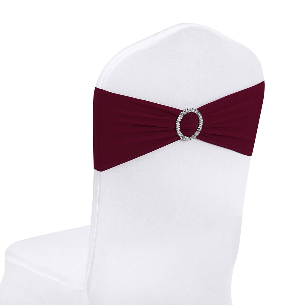Peomeise 50pcs Fuchsia Spandex Chair Sashes with Buckle Slider for Wedding, Party Decoration
