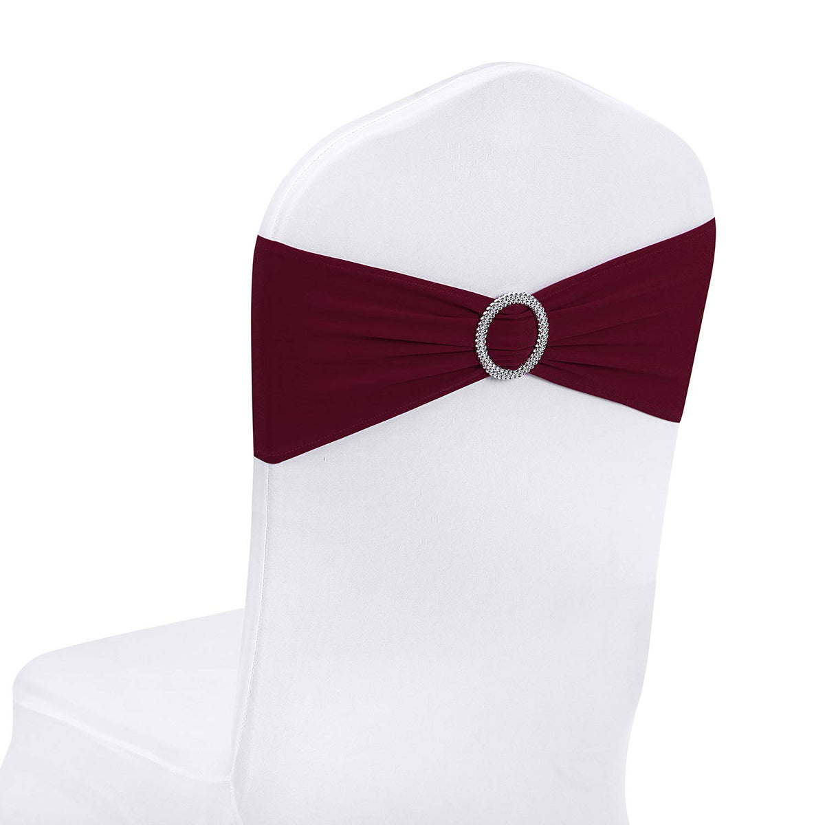 Peomeise 50pcs Fuchsia Spandex Chair Sashes with Buckle Slider for Wedding, Party Decoration