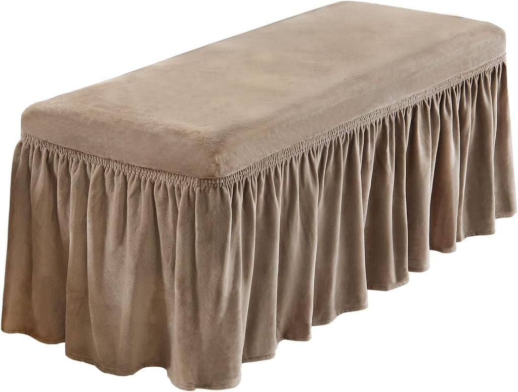 NICEEC Spandex Dining Bench Cushion Cover Bench Covers Stretch with Skirt