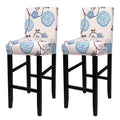 SearchI Bar Stool Covers Set of 4, Stretch Washable Barstool Seat Covers, Counter Height Chair Covers for Kitchen Dining Room Cafe (Beige Linen-Look Print)
