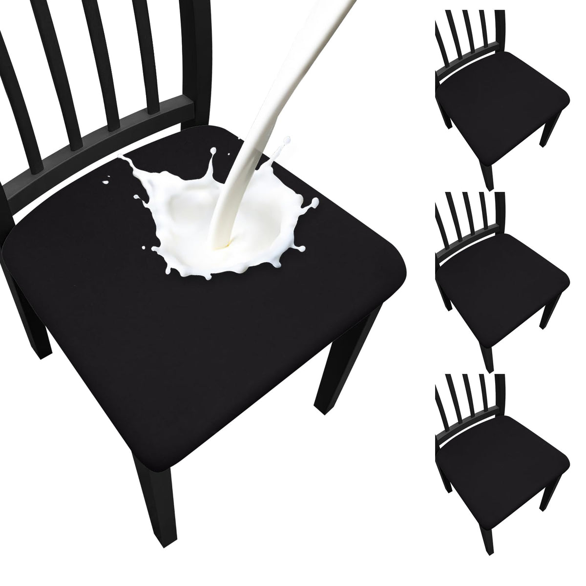 Waterproof Dining Chair Seat Covers Set of 6, Stretch Removable Dining Room Seat Covers for Dining Chairs, Kitchen, Hotel, Party