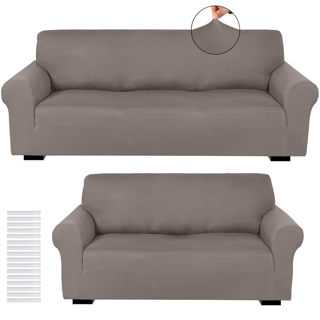 Peryiter 2 Pcs Couch and Loveseat Sofa Covers,Navy Blue,Milk Silk