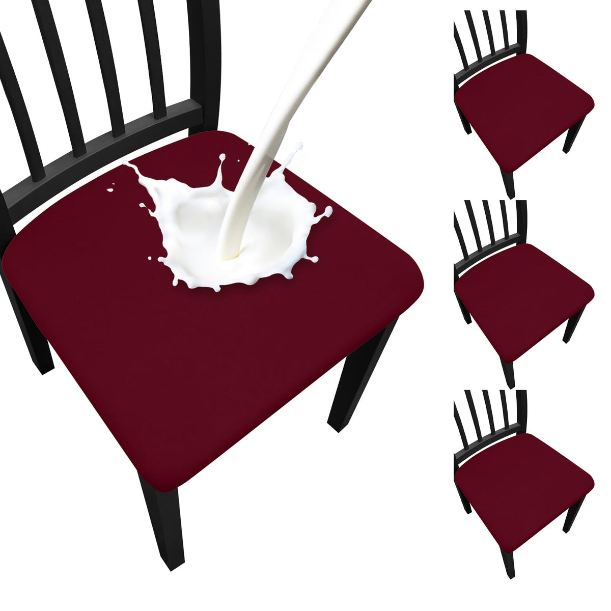 Waterproof Dining Chair Seat Covers Set of 6, Stretch Removable Dining Room Seat Covers for Dining Chairs, Kitchen, Hotel, Party