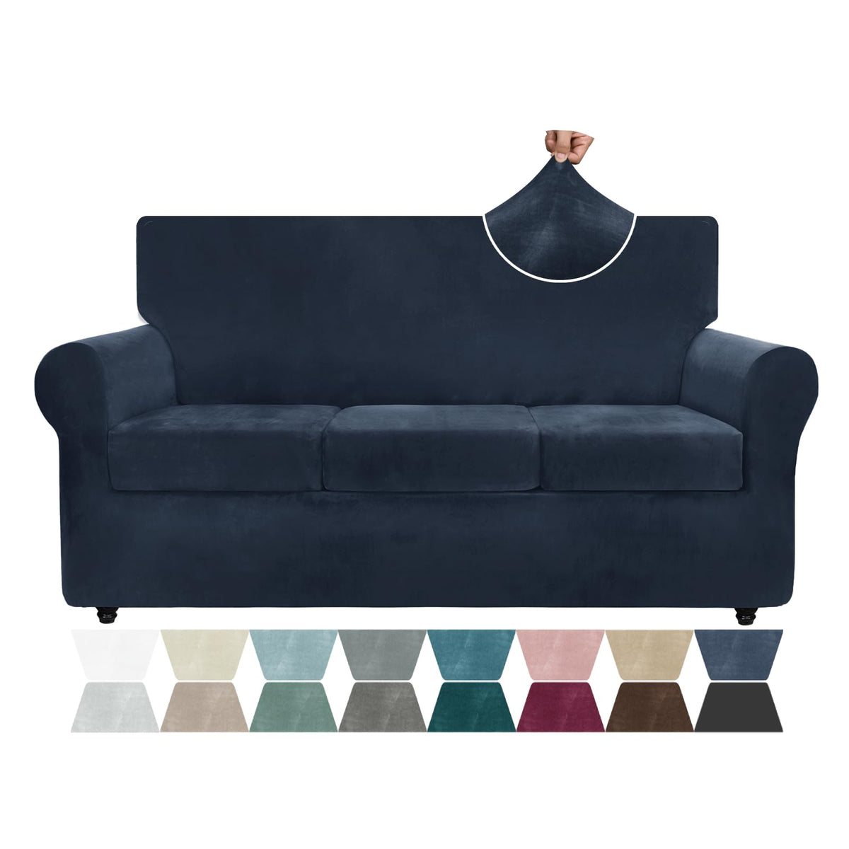 ZNSAYOTX 3-Piece Loveseat Slipcovers High Stretch Spandex Sofa Slip Cover Living Room Love Seat Couch Covers for 2 Cushion Couch Jacquard Small Checks Furniture Protector (Dark Grey, Loveseat)