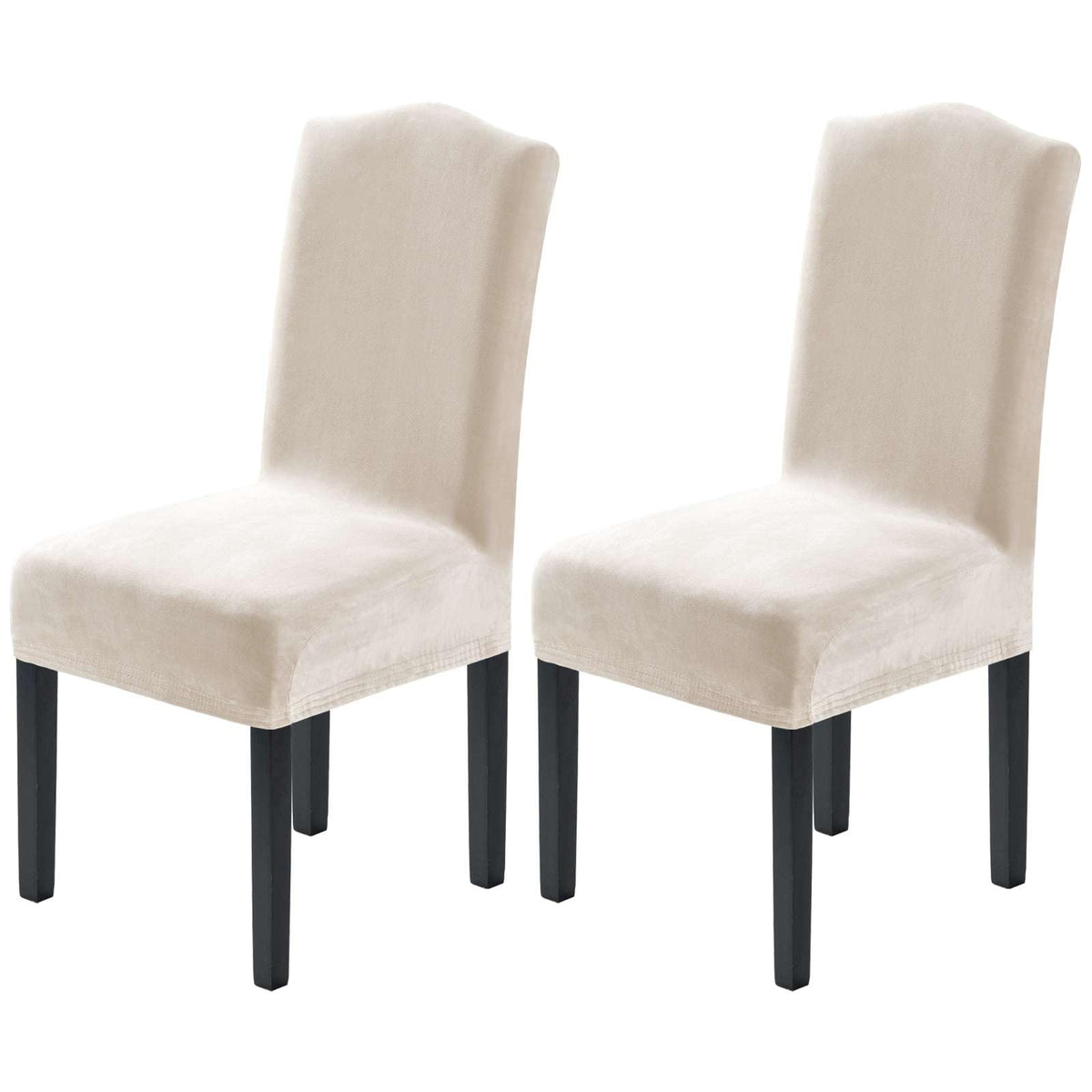 H.VERSAILTEX Dining Chair Covers Velvet Stretch Chair Covers for Dining Room Set of 6 Parson Chair Slipcovers Chair Protectors Covers, Soft Thick Solid Velvet Fabric Washable, Ivory