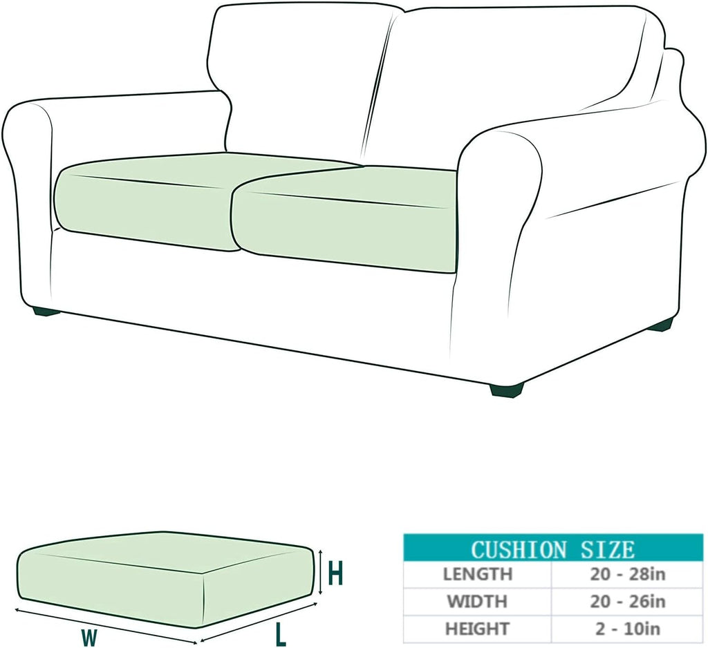 HOOBUY Waterproof Couch Cushion Cover 2Pieces Stretch Sofa Slipcovers Furniture Protector with Elastic Suitable for Loveseat,2 Seater Sofa (2, Grey)