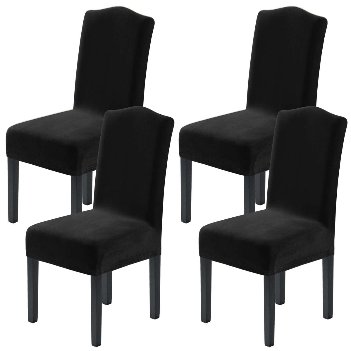 H.VERSAILTEX Dining Chair Covers Velvet Stretch Chair Covers for Dining Room Set of 6 Parson Chair Slipcovers Chair Protectors Covers, Soft Thick Solid Velvet Fabric Washable, Ivory