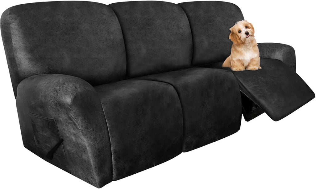 molasofa Leather Like Additional Recliner Console Cover for Reclining Loveseat Covers Stretch Jacquard Middle Consolefor Recliner Couch(Dark Brown)
